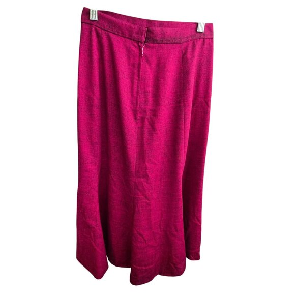 Vintage Fuchsia A-Line Midi Skirt 1940s Raw Silk With Lining Handmade Flair HS14 - Picture 5 of 6